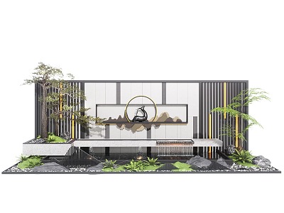 New Chinese Style Water Landscape Wall Waterscape Wall Landscape Wall model