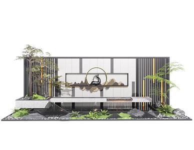 New Chinese Style Water Landscape Wall Waterscape Wall Landscape Wall 3d model