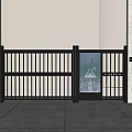 Public Facility Entrance Featuring Black Fence Gate Glass Door Pillars And Grey Floor Tiles