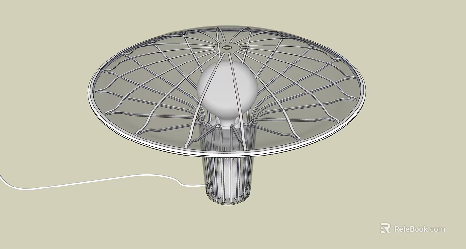 Modern Table Lamp With Metal Mesh Lampshade And Light Bulb Design 3d model 