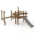 Outdoor Wooden Playground Equipment With Climbing Structure Slide Net And Ladder