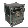 Vintage Commercial Safe Equipment With Green Metal Casing Brass Dial And Decorative Engravings