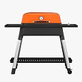 Orange Black Portable Stove With Rolling Stand And Lower Shelf Design