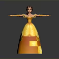 Belle Princess in Yellow Ball Gown with Outstretched Arms and Pleated Skirt Design