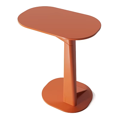 Modern Orange Side Table With Oval Shaped Top And Stylish Base 3d model