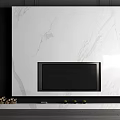 Modern TV Background Cabinet With Marble Panel Storage And Decorative Items 3d model