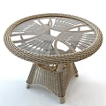 Elegant Round Rattan Coffee Table With Woven Design And Sturdy Structure 3d model