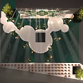 Traditional Themed Stage Scene With Water Lotus Leaves Lanterns And Costume Figures