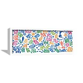Colorful Decorative Painting With Floral Leaf Patterns And Blue Silhouette On Gray Background