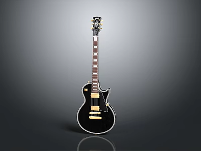 Premium Electric Guitar With Black Gloss Finish Gold Accents And Smooth Playing Neck 3d model