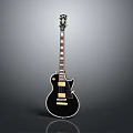 Premium Electric Guitar With Black Gloss Finish Gold Accents And Smooth Playing Neck