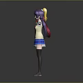 Multiple Cartoon Girl Characters Wearing Different Colored Clothes Standing in a Row 3d model