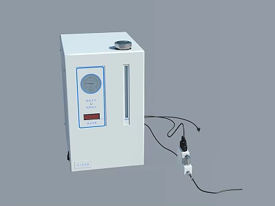 Industrial Equipment With White Front Panel Gauge Digital Display Control Buttons Connected Tubes And Probe 3d model