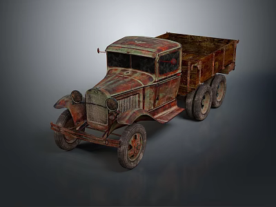 Rusty Old Vintage Truck With Worn Out Body And Open Cargo Bed 3d model