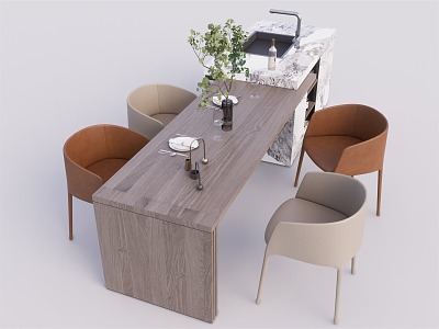 Dining table and chair combination 3d model