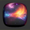 Vibrant Cosmic Landscape Cube Displaying Glowing Nebula Hues Of Pink Blue Yellow
