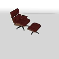 Burgundy Leather Lounge Chair With Matching Ottoman And Black Wooden Legs Design