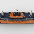 Orange and Blue Building Blocks Ship Model with Antennas Deck and Cabin Structures 3d model