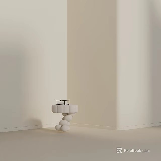 Minimalist White Side Table With Stacked Spheres Base And Glass Top In Modern Interior 3d model 