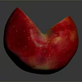 Fresh Red Apple With Bitten Section Juicy Flesh On Gray Background