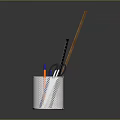 Practical Metal Mesh Pen Holder With Colorful Pens And Scissors For Daily Use