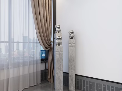 Chinese-style Horse-tied Column Crafts 3d model