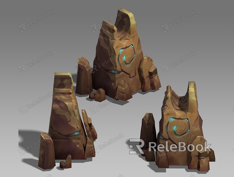 Three-Shading Two-Shading Stone Tablet Stone Array Transmitting Stone Rock Rock Rock Mountain Hand-painted Wind Game Wind Realistic Scene model