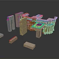 Ancient Stone Architectural Components With Various Shapes And Structures 3d model