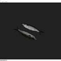 Two Silver and Darker Colored Fish Lying Side by Side on Gray Background 3d model