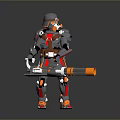 Game Movie Sci Fi Combat Robot Character With Armor And Large Weapon