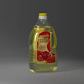 Two Bottles of Clear Edible Cooking Oil with Yellow Caps and Red Labels
