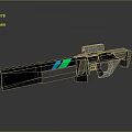 Futuristic Weapon Design With Black Body Blue Green Glowing Strips And Tactical Scope