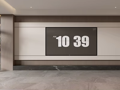 Modern TV Background Wall Design With Wooden Panels And Marble Base 3d model