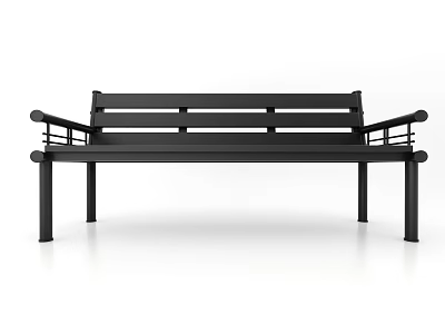Modern Black Outdoor Bench With Metal Frame And Sleek Armrest Design 3d model