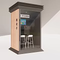 Commercial Equipment Smart Booth With Glass Door White Bar Stools And Smart Devices