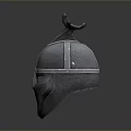 Medieval Metal Helmet Design With Decorative Top And Face Guard