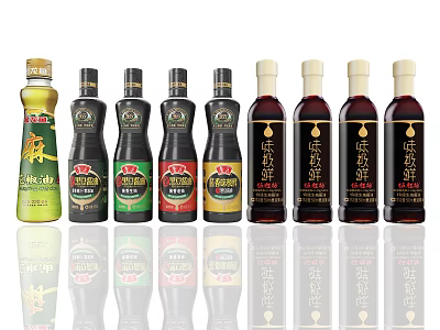 Various Condiment Bottles With Different Seasoning Flavors For Kitchen Use 3d model