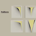 Poliform Modern Wall Decorative Panels With Geometric Cut Design On Beige Background 3d model