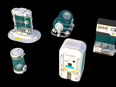 Industrial Equipment Units With Green White Design Control Panels And Transparent Parts 3d model