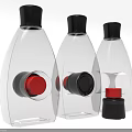 Transparent Daily Appliance Bottles Featuring Black Caps And Red Black Buttons