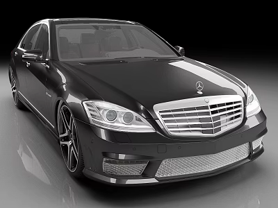 Black Mercedes Benz Luxury Sedan With Chrome Grille Headlights And Alloy Wheels 3d model Black Mercedes Benz Luxury Sedan With Chrome Grille Headlights And Alloy Wheels 3d model