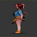 Cartoon Character With Red Hair Wearing Blue Shirt Yellow Skirt And Orange Shoes Carrying Bag