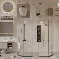 Modern Bathroom Suite With Glass Shower Enclosure Toilet Vanity And Mirror