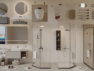 Bathroom Supplies Combination Shower Room Bathroom Cabinet Cosmetic Mirror Toilet Towel Rack Bathroom Small Pieces 3d model