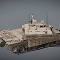 Modern Military Tank With Antennas Gun Barrel And Tracks Sandy Gray Exterior