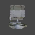 Military Weapon Rocket Launcher With Cube Structure And Circular Openings On Base Near Small Rocket 3d model