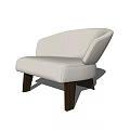 Modern Beige Single Sofa With Fabric Upholstery And Wooden Legs Design