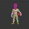 Man wearing white soccer uniform with red trim and Latitude text holding soccer ball