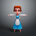 Blue Dress With White Apron And Long Sleeves For Cartoon Character Costume
