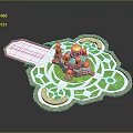 Fantasy Castle 3D Model With Golden Domes Towers And Green Garden Paths
